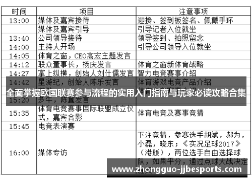 全面掌握欧国联赛参与流程的实用入门指南与玩家必读攻略合集